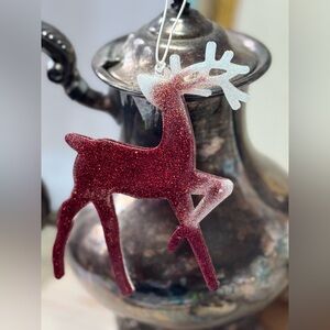 Sparkling Red Reindeer Ornament